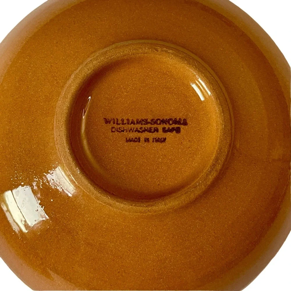 Williams Sonoma Pair Rooster Script 5.75” Rustic Dipping Bowls Dishes Italy 2005